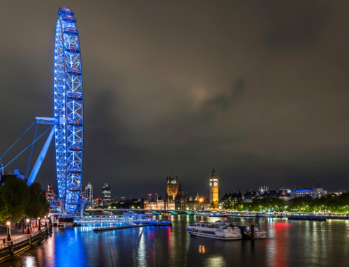 London Eye and Thames at Night – London, UK